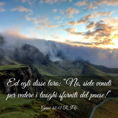 Picture 03 - Genesi 42:12 RIV - Ed egli disse loro: “No, siete venuti per - Bible Verse Picture