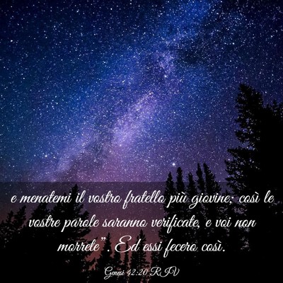Picture 03 - Genesi 42:20 RIV - e menatemi il vostro fratello più giovine; così - Bible Verse Picture