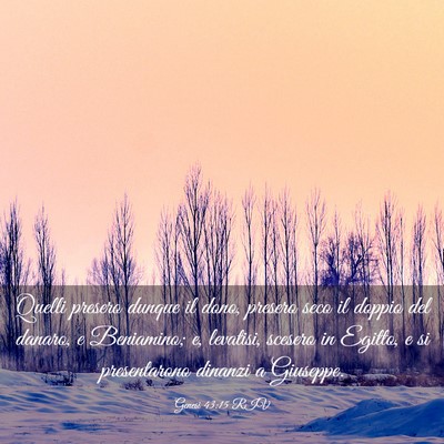Picture 03 - Genesi 43:15 RIV - Quelli presero dunque il dono, presero seco il - Bible Verse Picture