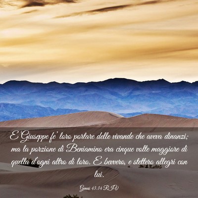 Picture 03 - Genesi 43:34 RIV - E Giuseppe fe’ loro portare delle vivande che - Bible Verse Picture