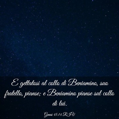 Picture 03 - Genesi 45:14 RIV - E gettatosi al collo di Beniamino, suo fratello, - Bible Verse Picture