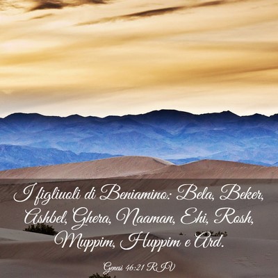 Picture 03 - Genesi 46:21 RIV - I figliuoli di Beniamino: Bela, Beker, Ashbel, - Bible Verse Picture