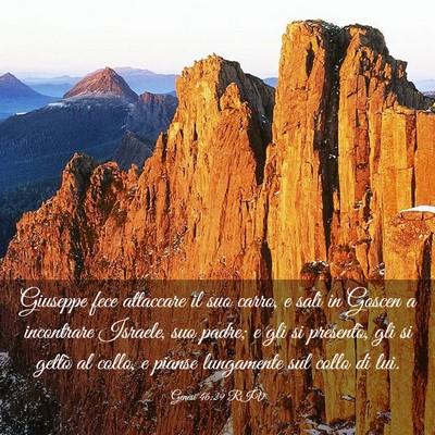 Picture 03 - Genesi 46:29 RIV - Giuseppe fece attaccare il suo carro, e salì in - Bible Verse Picture