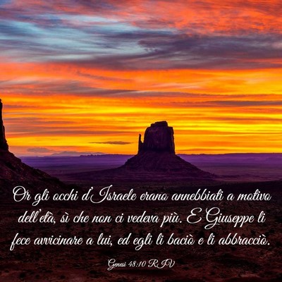 Picture 03 - Genesi 48:10 RIV - Or gli occhi d’Israele erano annebbiati a - Bible Verse Picture