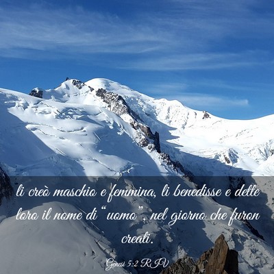 Picture 03 - Genesi 5:2 RIV - li creò maschio e femmina, li benedisse e dette - Bible Verse Picture