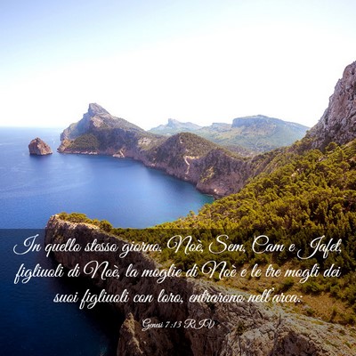 Picture 03 - Genesi 7:13 RIV - In quello stesso giorno, Noè, Sem, Cam e Jafet, - Bible Verse Picture