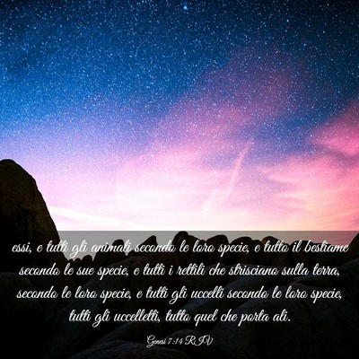 Picture 03 - Genesi 7:14 RIV - essi, e tutti gli animali secondo le loro specie, - Bible Verse Picture