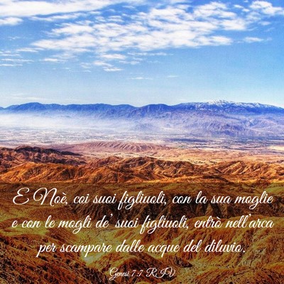 Picture 03 - Genesi 7:7 RIV - E Noè, coi suoi figliuoli, con la sua moglie e - Bible Verse Picture