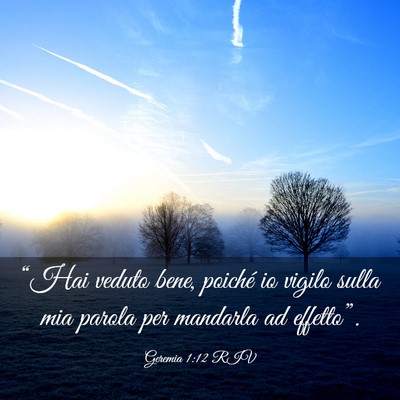 Picture 03 - Geremia 1:12 RIV - “Hai veduto bene, poiché io vigilo sulla mia - Bible Verse Picture