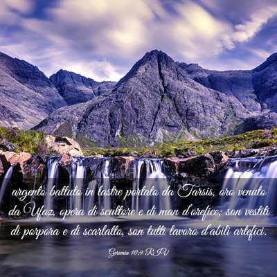 Picture 03 - Geremia 10:9 RIV - argento battuto in lastre portato da Tarsis, oro - Bible Verse Picture