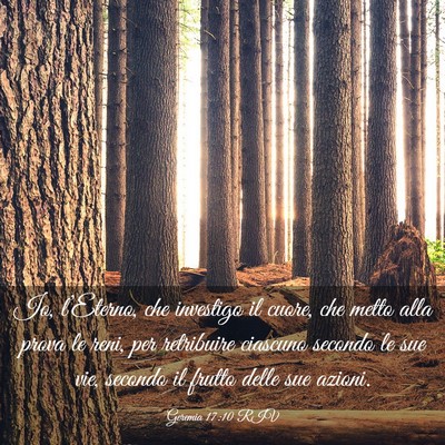 Picture 03 - Geremia 17:10 RIV - Io, l’Eterno, che investigo il cuore, che metto - Bible Verse Picture