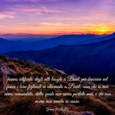 Picture 03 - Geremia 19:5 RIV - hanno edificato degli alti luoghi a Baal, per - Bible Verse Picture
