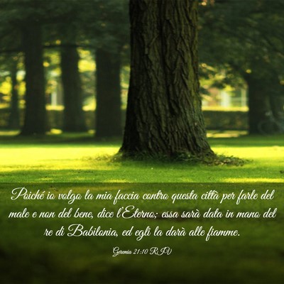 Picture 03 - Geremia 21:10 RIV - Poiché io volgo la mia faccia contro questa - Bible Verse Picture