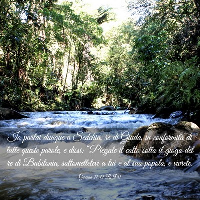 Picture 03 - Geremia 27:12 RIV - Io parlai dunque a Sedekia, re di Giuda, in - Bible Verse Picture