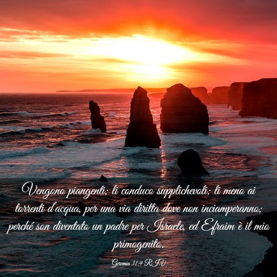 Picture 03 - Geremia 31:9 RIV - Vengono piangenti; li conduco supplichevoli; li - Bible Verse Picture