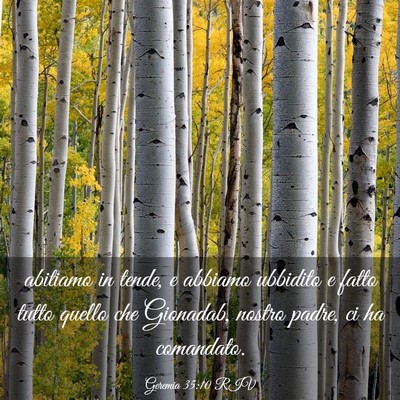 Picture 03 - Geremia 35:10 RIV - abitiamo in tende, e abbiamo ubbidito e fatto - Bible Verse Picture