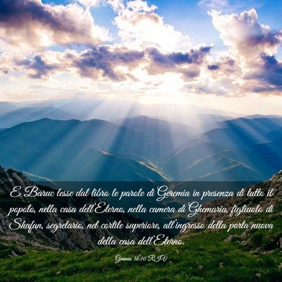 Picture 03 - Geremia 36:10 RIV - E Baruc lesse dal libro le parole di Geremia in - Bible Verse Picture
