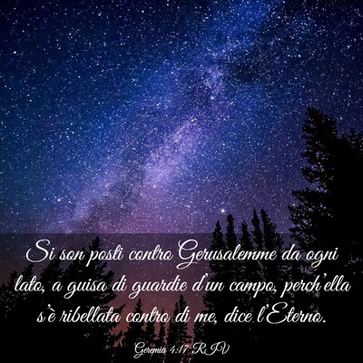 Picture 03 - Geremia 4:17 RIV - Si son posti contro Gerusalemme da ogni lato, a - Bible Verse Picture