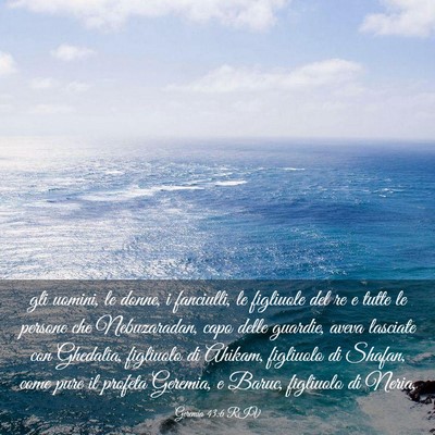 Picture 03 - Geremia 43:6 RIV - gli uomini, le donne, i fanciulli, le figliuole - Bible Verse Picture