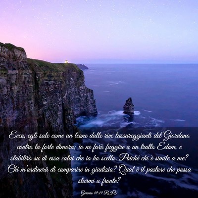 Picture 03 - Geremia 49:19 RIV - Ecco, egli sale come un leone dalle rive - Bible Verse Picture