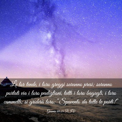 Picture 03 - Geremia 49:29 RIV - Le lor tende, i loro greggi saranno presi; - Bible Verse Picture