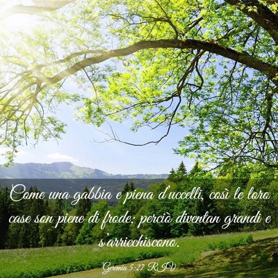 Picture 03 - Geremia 5:27 RIV - Come una gabbia e piena d’uccelli, così le - Bible Verse Picture