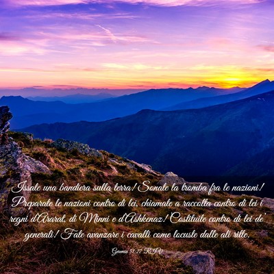 Picture 03 - Geremia 51:27 RIV - Issate una bandiera sulla terra! Sonate la tromba - Bible Verse Picture