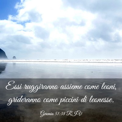 Picture 03 - Geremia 51:38 RIV - Essi ruggiranno assieme come leoni, grideranno - Bible Verse Picture