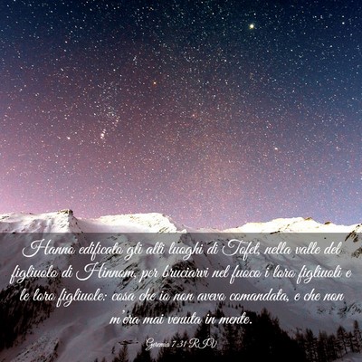 Picture 03 - Geremia 7:31 RIV - Hanno edificato gli alti luoghi di Tofet, nella - Bible Verse Picture