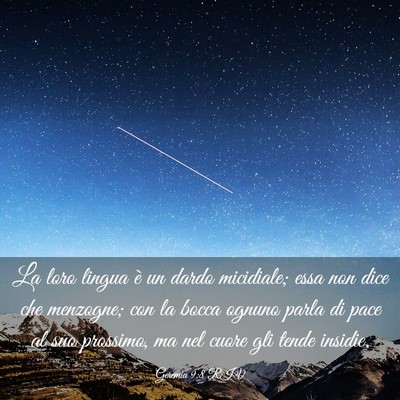 Picture 03 - Geremia 9:8 RIV - La loro lingua è un dardo micidiale; essa non - Bible Verse Picture
