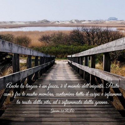 Picture 03 - Giacomo 3:6 RIV - Anche la lingua è un fuoco, è il mondo - Bible Verse Picture