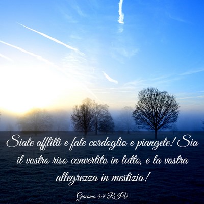 Picture 03 - Giacomo 4:9 RIV - Siate afflitti e fate cordoglio e piangete! Sia - Bible Verse Picture