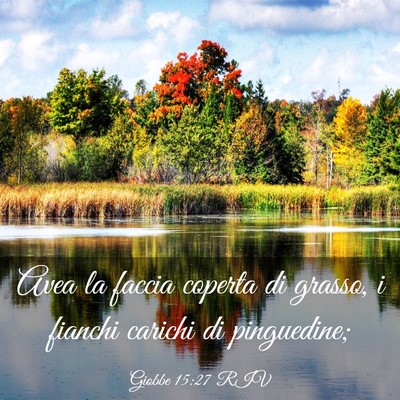 Picture 03 - Giobbe 15:27 RIV - Avea la faccia coperta di grasso, i fianchi - Bible Verse Picture