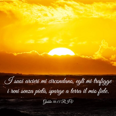 Picture 03 - Giobbe 16:13 RIV - I suoi arcieri mi circondano, egli mi trafigge i - Bible Verse Picture