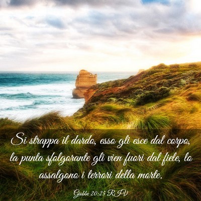 Picture 03 - Giobbe 20:25 RIV - Si strappa il dardo, esso gli esce dal corpo, la - Bible Verse Picture