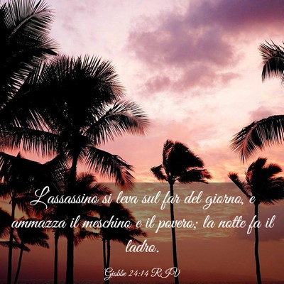 Picture 03 - Giobbe 24:14 RIV - L’assassino si leva sul far del giorno, e - Bible Verse Picture