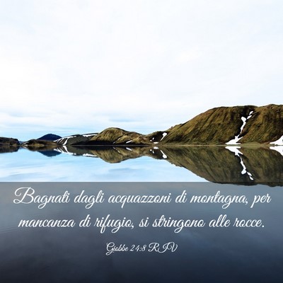 Picture 03 - Giobbe 24:8 RIV - Bagnati dagli acquazzoni di montagna, per - Bible Verse Picture