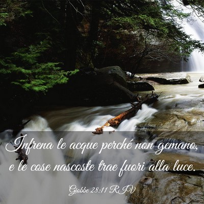 Picture 03 - Giobbe 28:11 RIV - Infrena le acque perché non gemano, e le cose - Bible Verse Picture