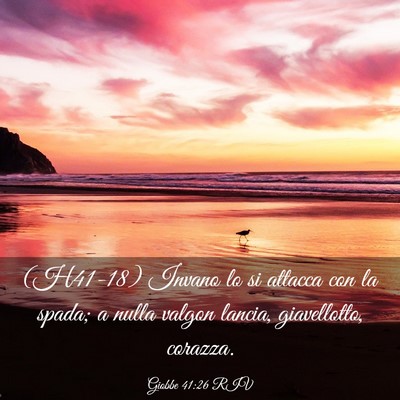 Picture 03 - Giobbe 41:26 RIV - (H41-18) Invano lo si attacca con la spada; a - Bible Verse Picture