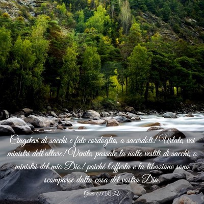 Picture 03 - Gioele 1:13 RIV - Cingetevi di sacchi e fate cordoglio, o - Bible Verse Picture