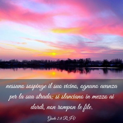 Picture 03 - Gioele 2:8 RIV - nessuno sospinge il suo vicino, ognuno avanza per - Bible Verse Picture