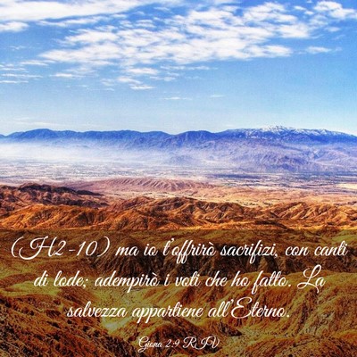 Picture 03 - Giona 2:9 RIV - (H2-10) ma io t’offrirò sacrifizi, con canti - Bible Verse Picture