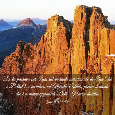 Picture 03 - Giosué 18:13 RIV - Di la passava per Luz, sul versante meridionale - Bible Verse Picture