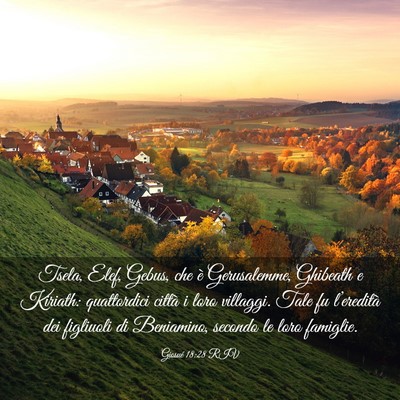 Picture 03 - Giosué 18:28 RIV - Tsela, Elef, Gebus, che è Gerusalemme, Ghibeath - Bible Verse Picture
