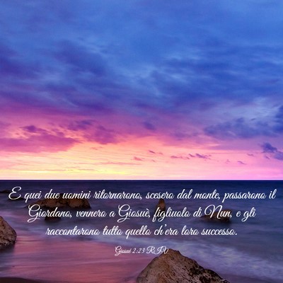 Picture 03 - Giosué 2:23 RIV - E quei due uomini ritornarono, scesero dal monte, - Bible Verse Picture