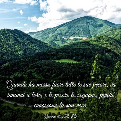 Picture 03 - Giovanni 10:4 RIV - Quando ha messo fuori tutte le sue pecore, va - Bible Verse Picture