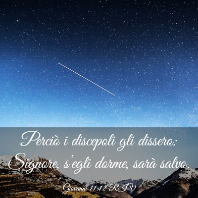 Picture 03 - Giovanni 11:12 RIV - Perciò i discepoli gli dissero: Signore, - Bible Verse Picture