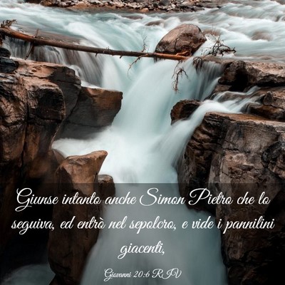Picture 03 - Giovanni 20:6 RIV - Giunse intanto anche Simon Pietro che lo seguiva, - Bible Verse Picture