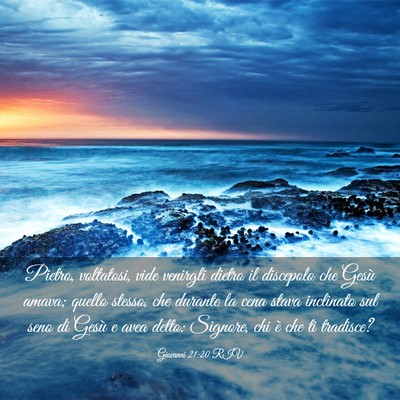 Picture 03 - Giovanni 21:20 RIV - Pietro, voltatosi, vide venirgli dietro il - Bible Verse Picture