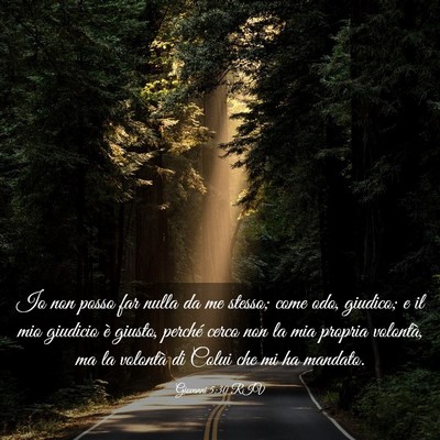 Picture 03 - Giovanni 5:30 RIV - Io non posso far nulla da me stesso; come odo, - Bible Verse Picture
